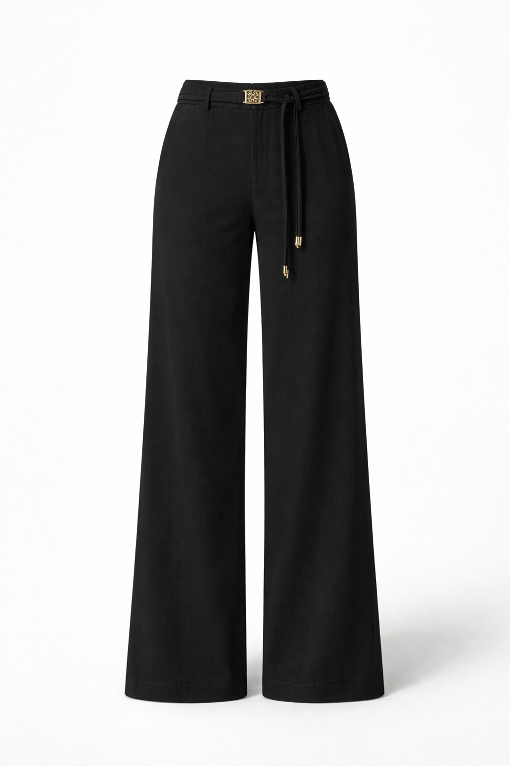 Calça Wide Leg com Cinto Preto