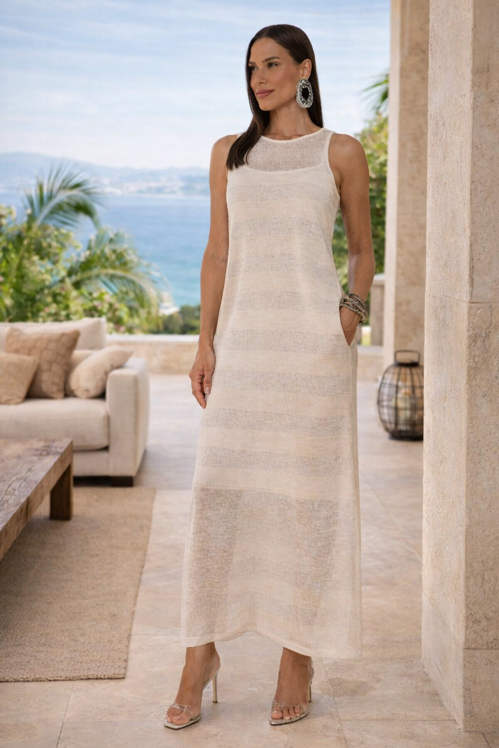 Vestido longo de tricot