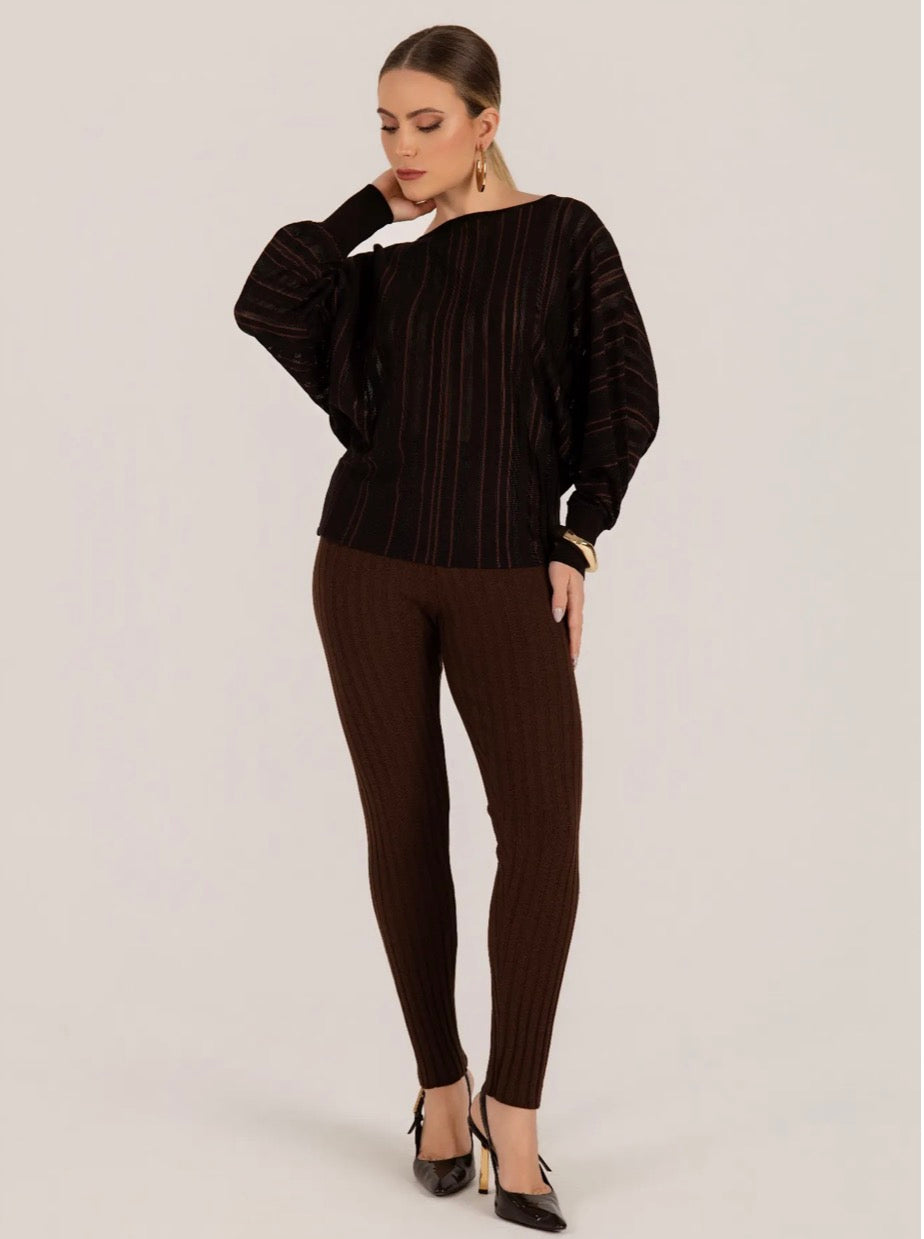 Blusa Tricot Manga Longa Morcego
